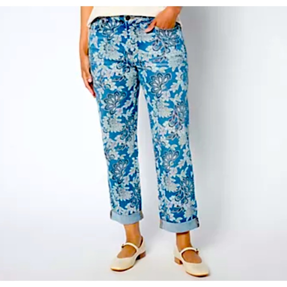 LOGO by Lori Goldstein Regular Printed Denim Boyfriend Jeans
